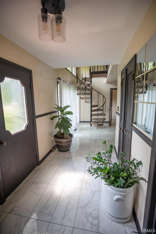 view of tiled foyer entrance