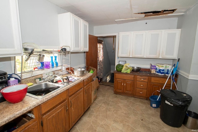 kitchen with sink and white cabinetry