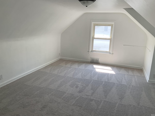 additional living space with lofted ceiling and carpet