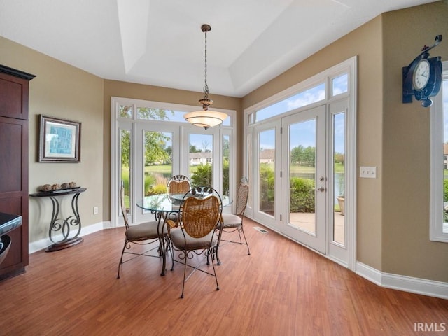 dining room with a healthy amount of sunlight and hardwood / wood-style floors