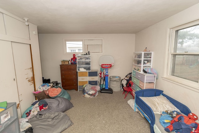 bedroom with carpet