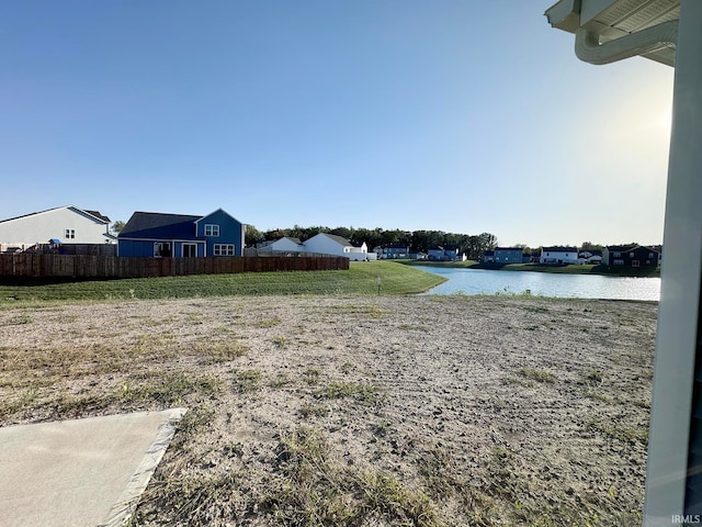 view of yard with a water view