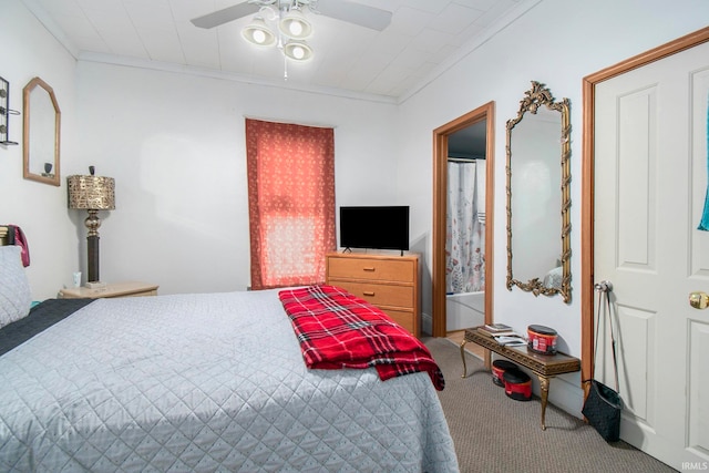 bedroom featuring carpet flooring and ceiling fan