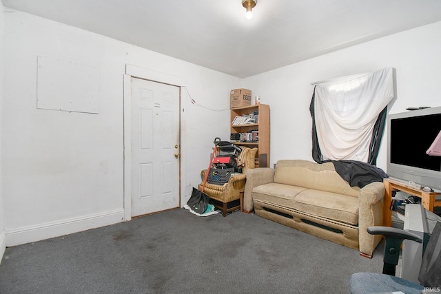 living area with carpet floors