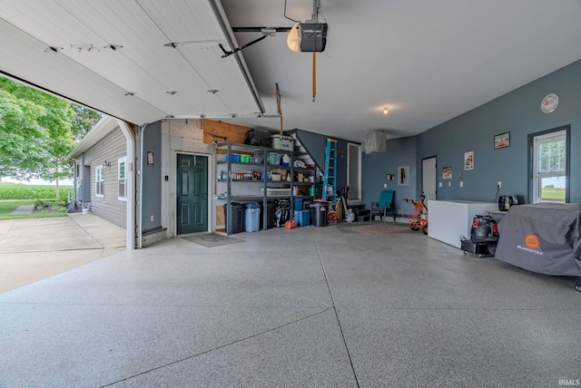 garage with a garage door opener