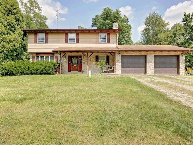 view of front of house with a front lawn