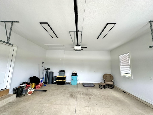 garage with a garage door opener