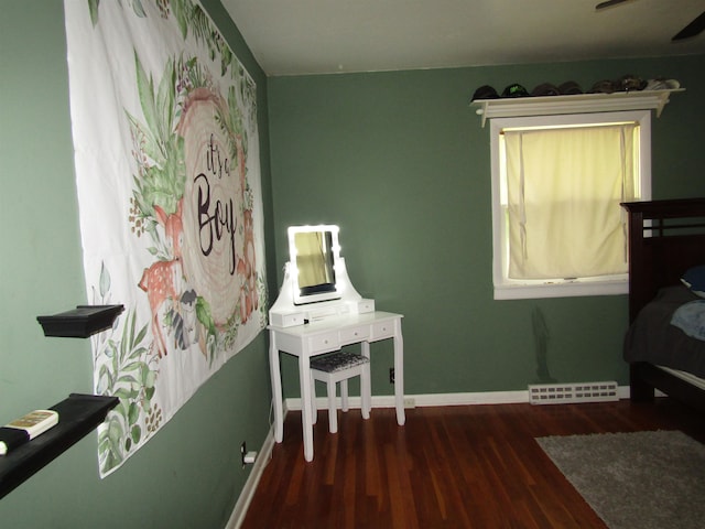 bedroom featuring dark hardwood / wood-style floors