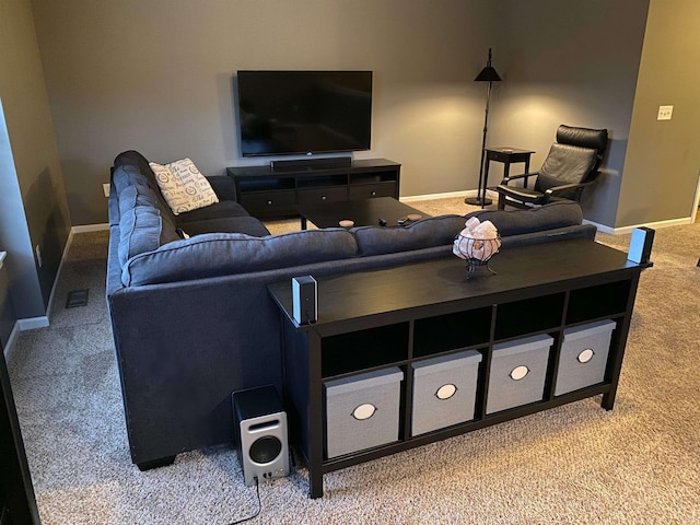 living room featuring carpet