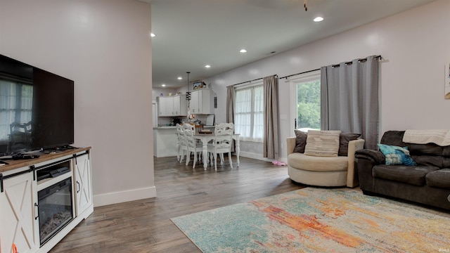 living room with light wood-type flooring