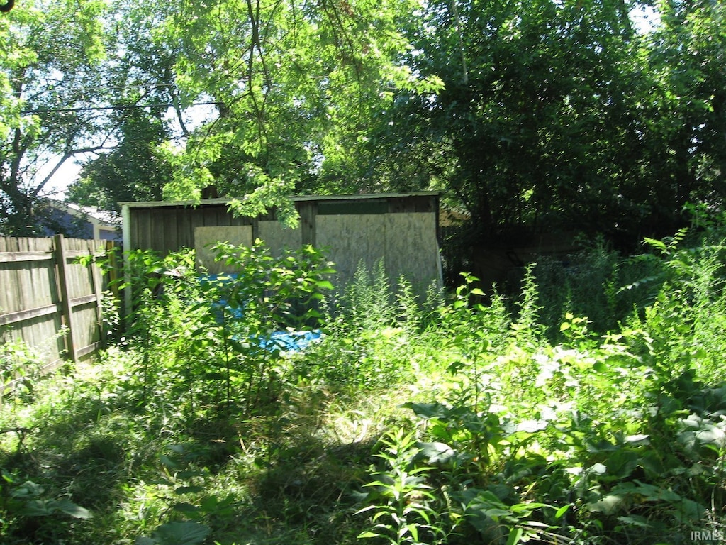 view of yard featuring a shed