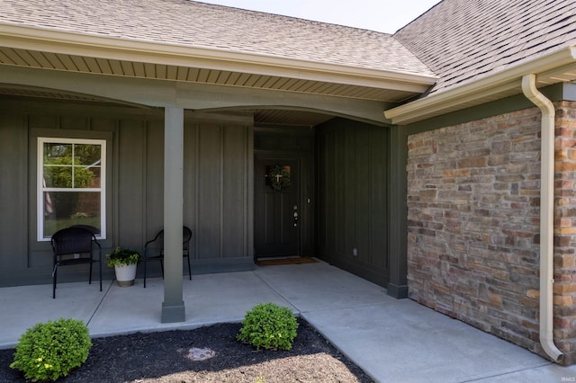 doorway to property with a patio