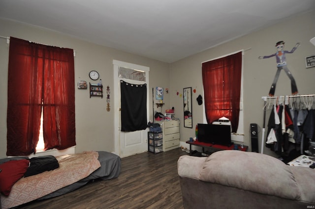 bedroom featuring dark wood-type flooring