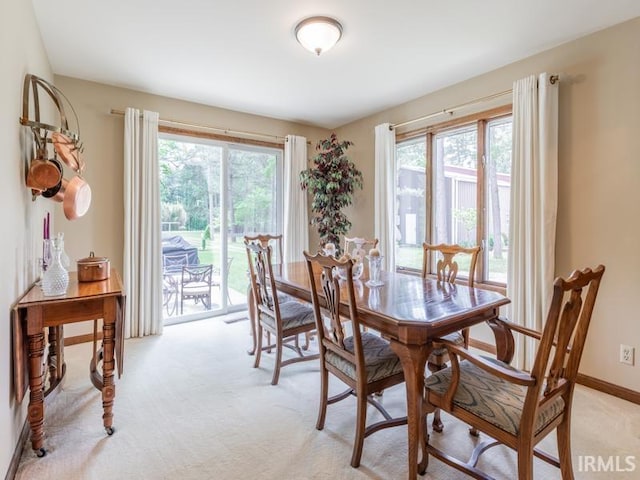 carpeted dining room with a healthy amount of sunlight