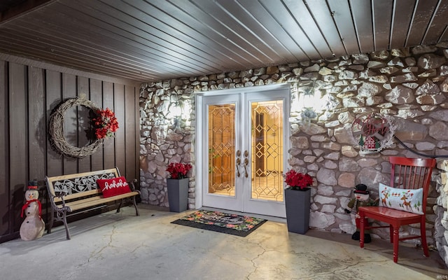 view of exterior entry with french doors