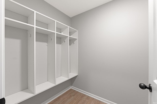 mudroom featuring wood-type flooring