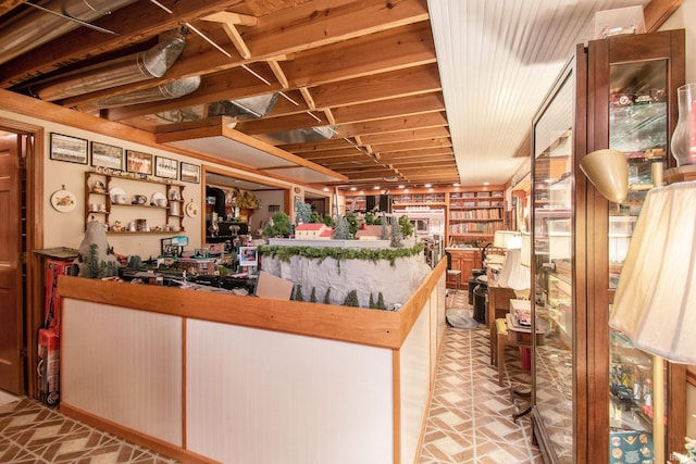 bar with light tile patterned floors