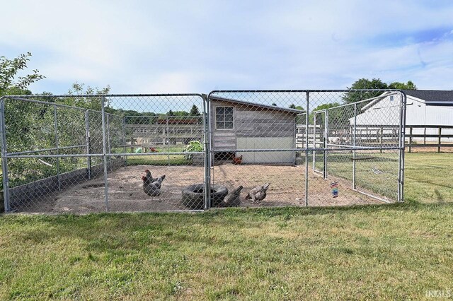 exterior space with an outbuilding