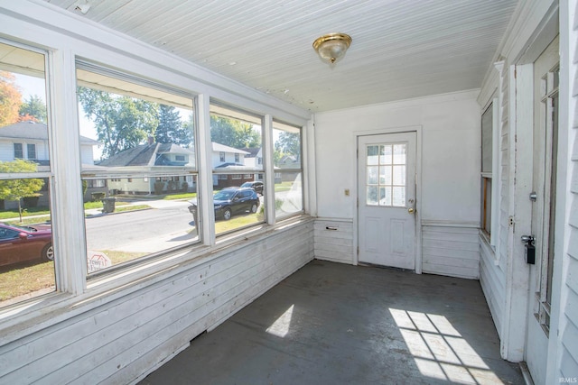 view of unfurnished sunroom