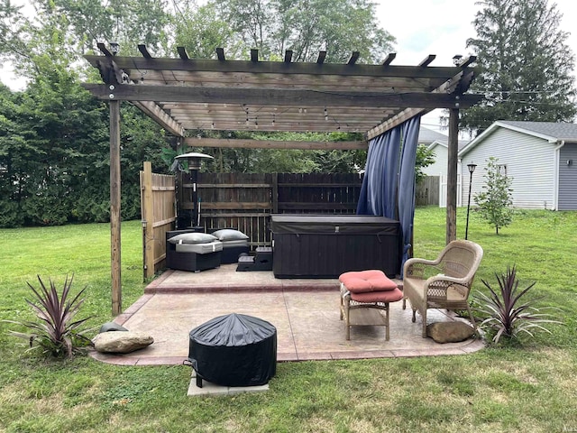 view of patio featuring a pergola and an outdoor hangout area