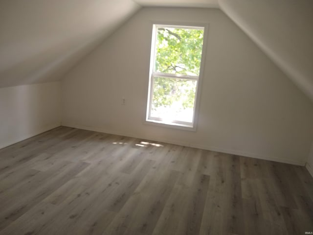 bonus room featuring lofted ceiling and hardwood / wood-style floors