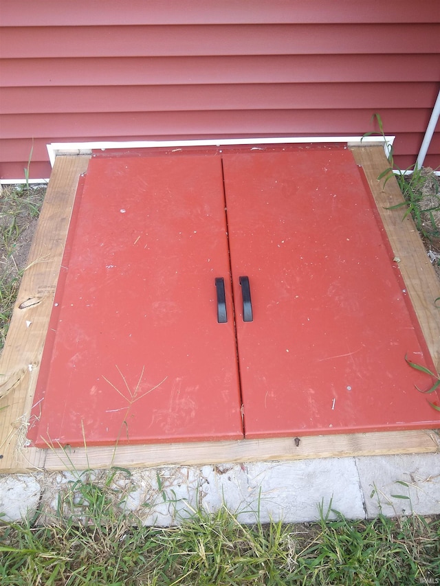 view of storm shelter