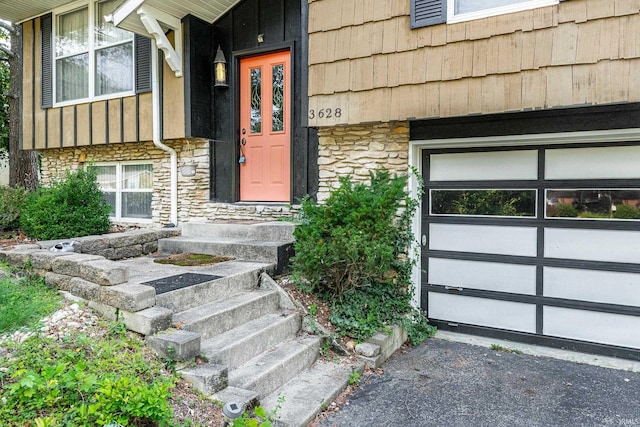 property entrance featuring a garage