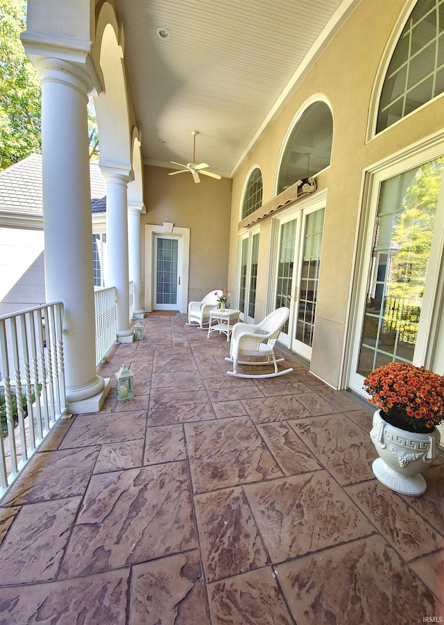 view of patio / terrace featuring ceiling fan