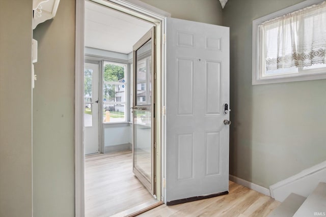 doorway featuring light hardwood / wood-style flooring