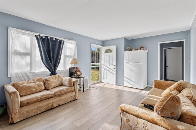 living room featuring light wood-type flooring