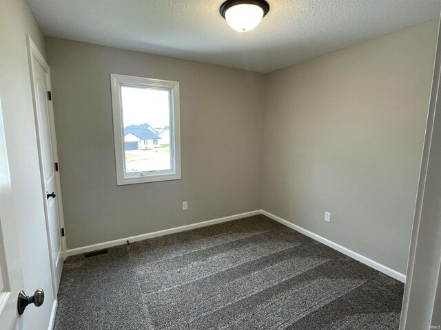 spare room featuring a textured ceiling and carpet flooring