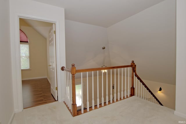 interior space featuring vaulted ceiling and hardwood / wood-style floors