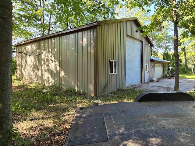 exterior space featuring a garage