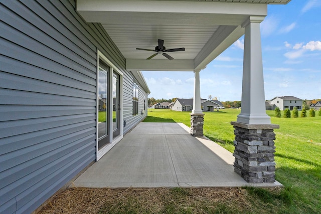 view of patio with ceiling fan