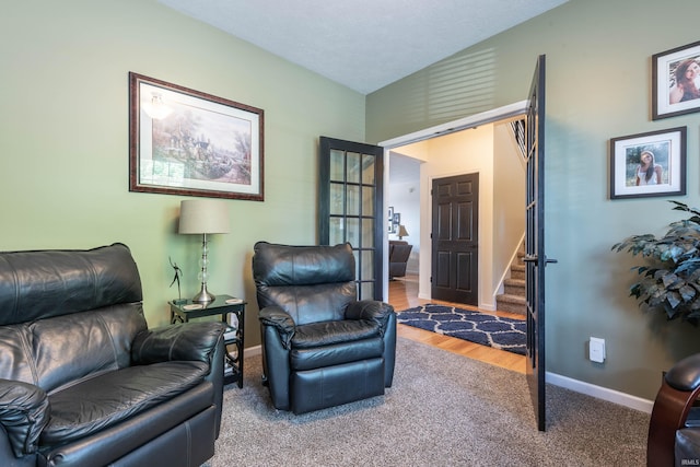 living area featuring hardwood / wood-style flooring