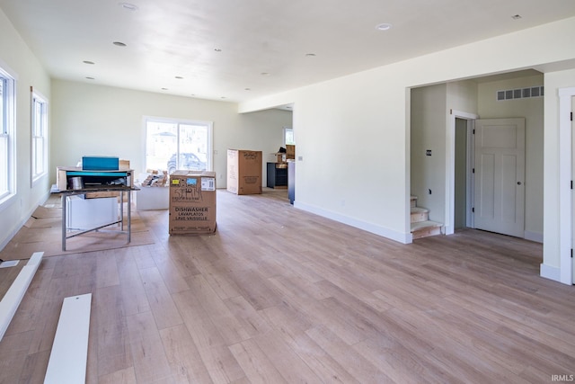 interior space featuring light wood-type flooring