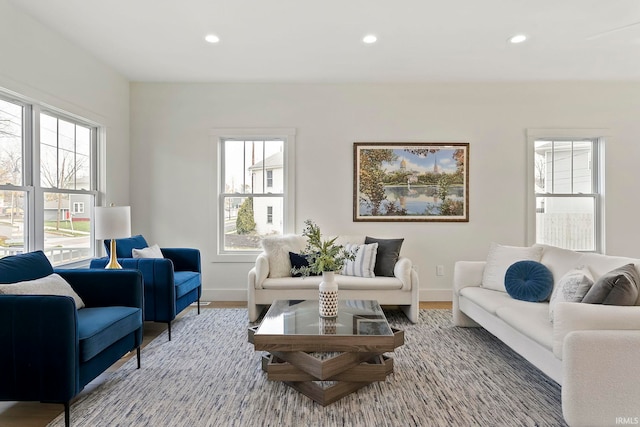 living room with hardwood / wood-style floors