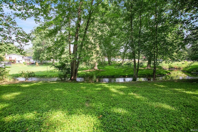 view of yard featuring a water view