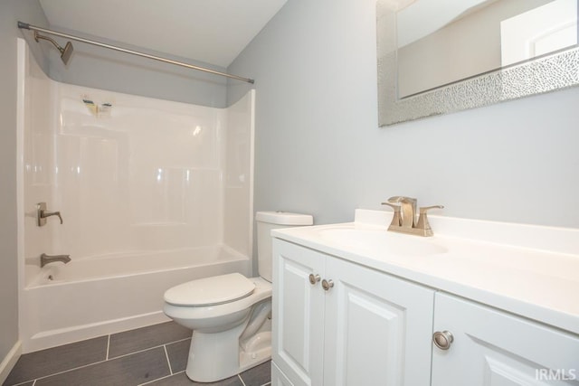 full bathroom with vanity, toilet, and shower / bathing tub combination