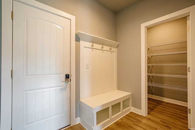 mudroom featuring hardwood / wood-style floors