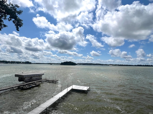 view of dock featuring a water view