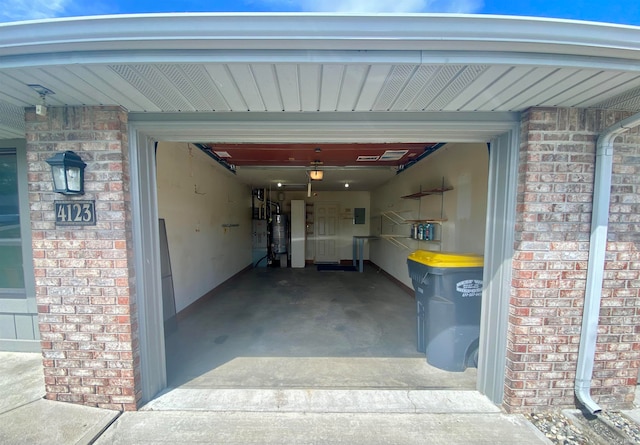 garage with water heater