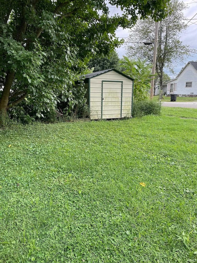 view of yard with a storage unit