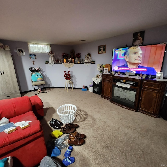 living room featuring carpet floors