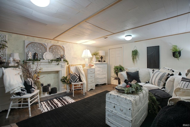 living room with wood-type flooring