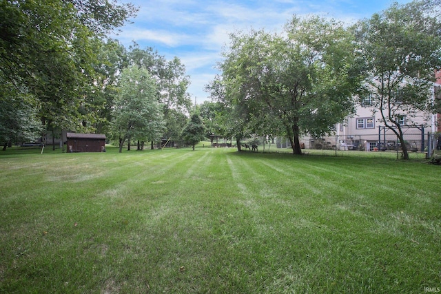 view of yard with an outdoor structure