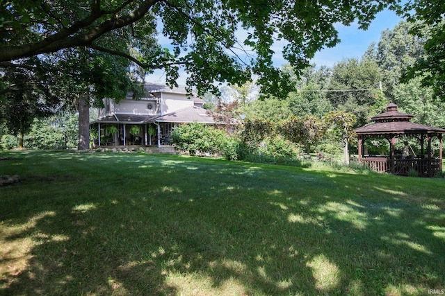 view of yard with a gazebo