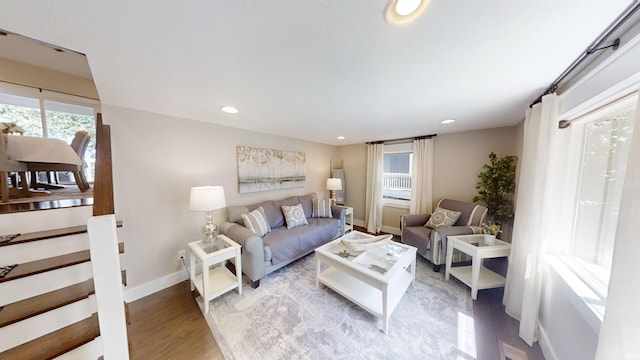 living room featuring light hardwood / wood-style flooring