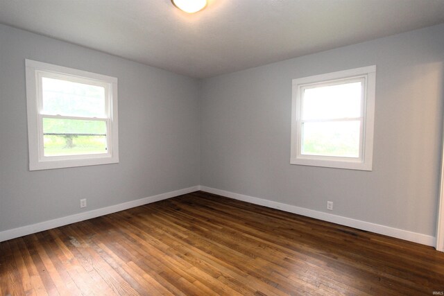 spare room with hardwood / wood-style flooring and plenty of natural light