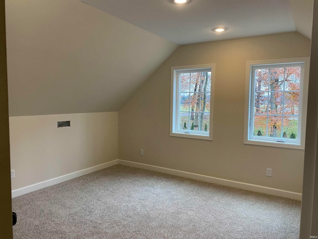 additional living space with carpet and lofted ceiling